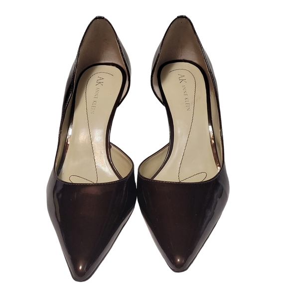 Anne Klein Christa Patent Bronze Leather Pointed Toe Slip-on Pumps Heels - Picture 4 of 13